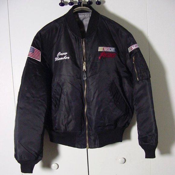 Nascar Crew Member Racing Black Nylon Reversible JacketSz M